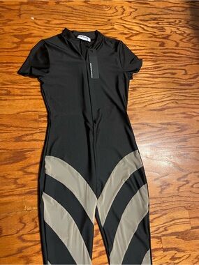 Rockstar Original Black Mesh Footed Catsuit Jumpsuit / Halloween Costume